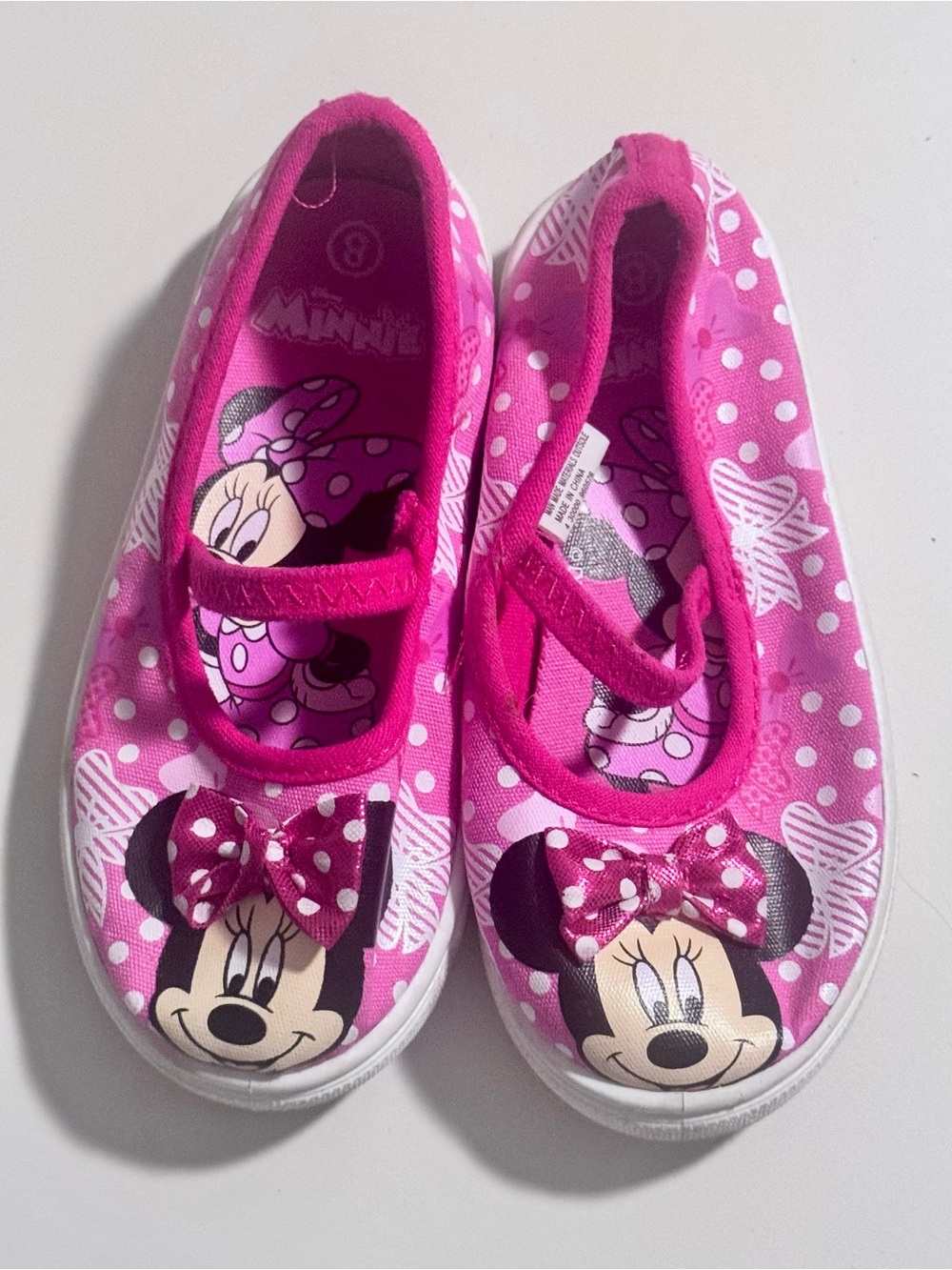 Kids Minnie Mouse Pink Polka Dot Slip-On Shoes, Size 8 Toddler
